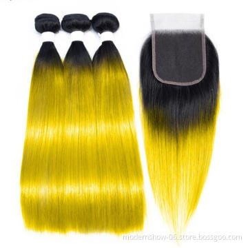 Customized Ombre Colored #4 #30 #27 Pink Burgundy Colors Human Hair Bundles